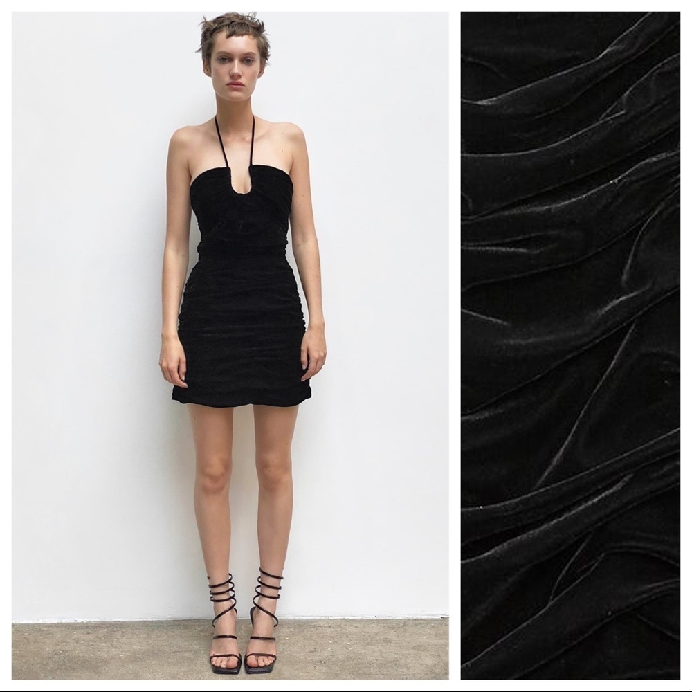 🌹NWT. Zara Limited Edition Black Velvet Mini Dress. Size S.